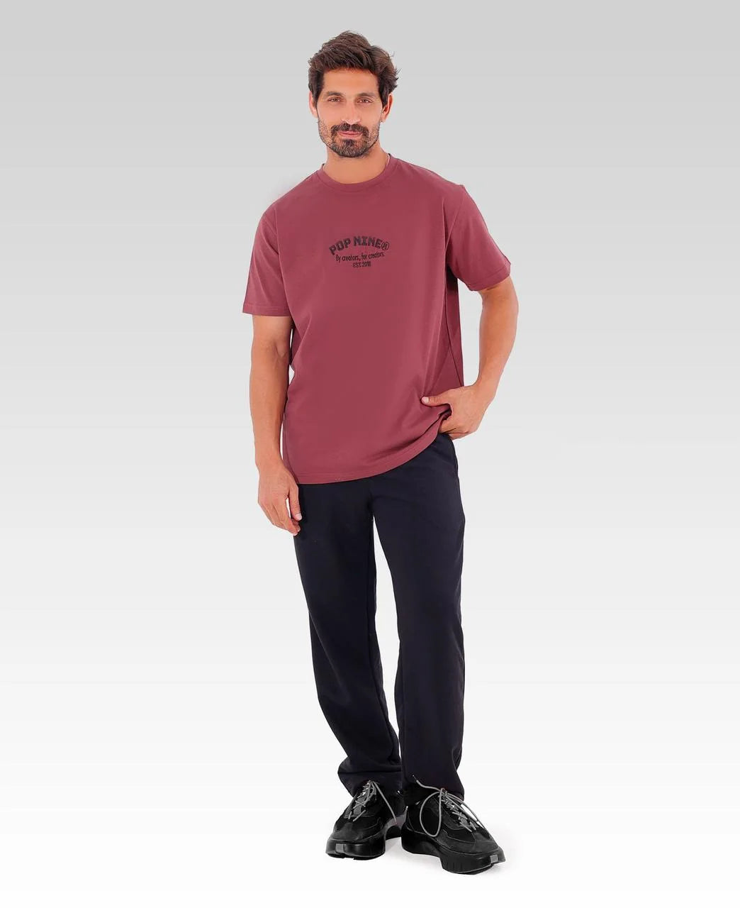Popnine Identity Tee | Light Burgundy | 3