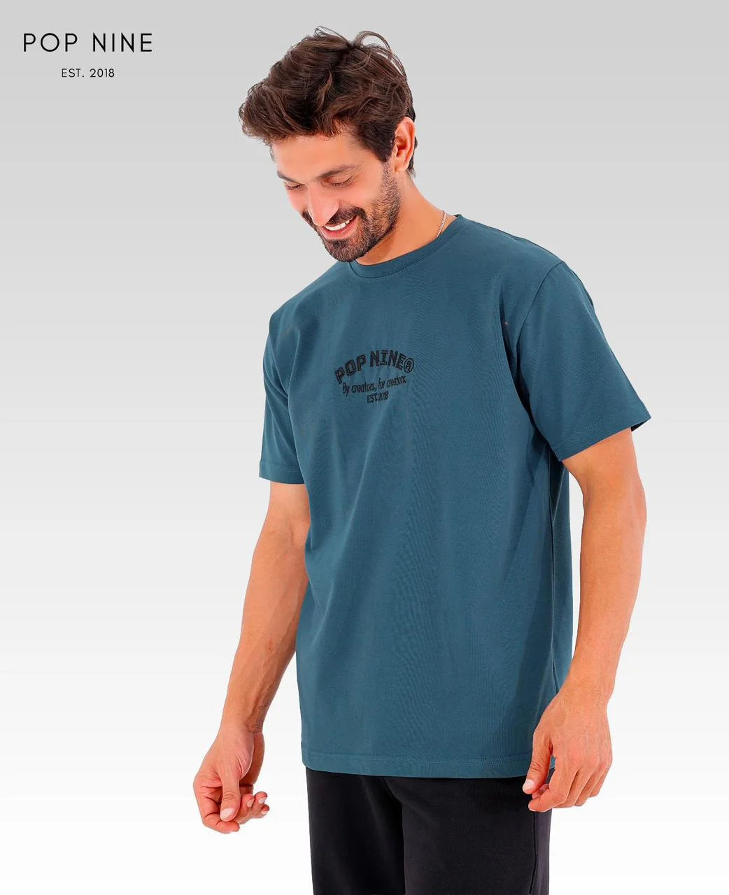Popnine Identity Tee | Petrol Blue | 3