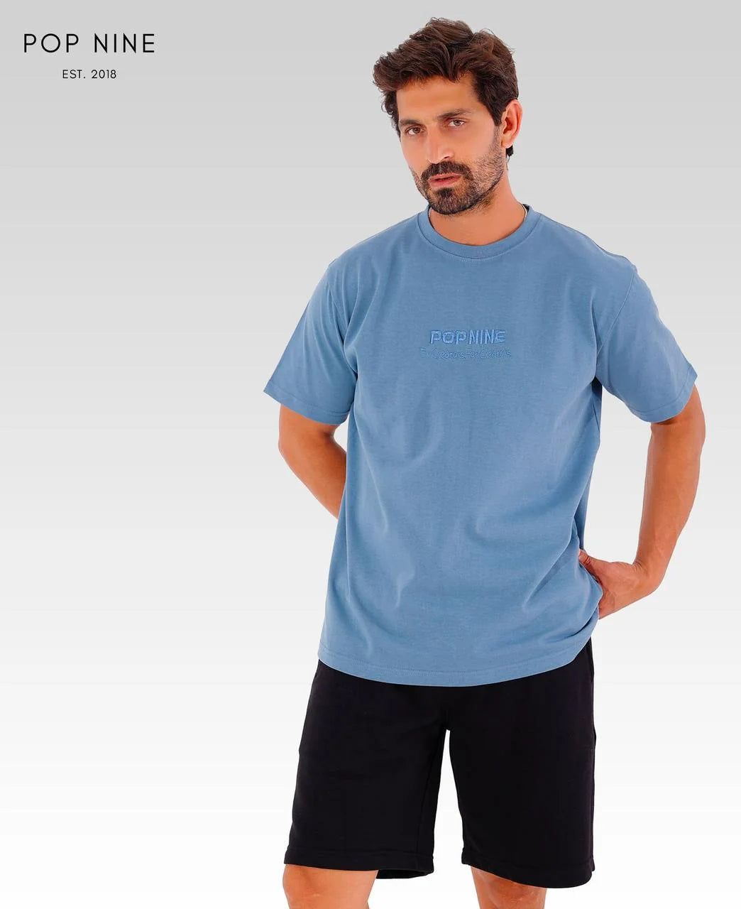 Popnine Creators Tee | Dusty Blue | 3