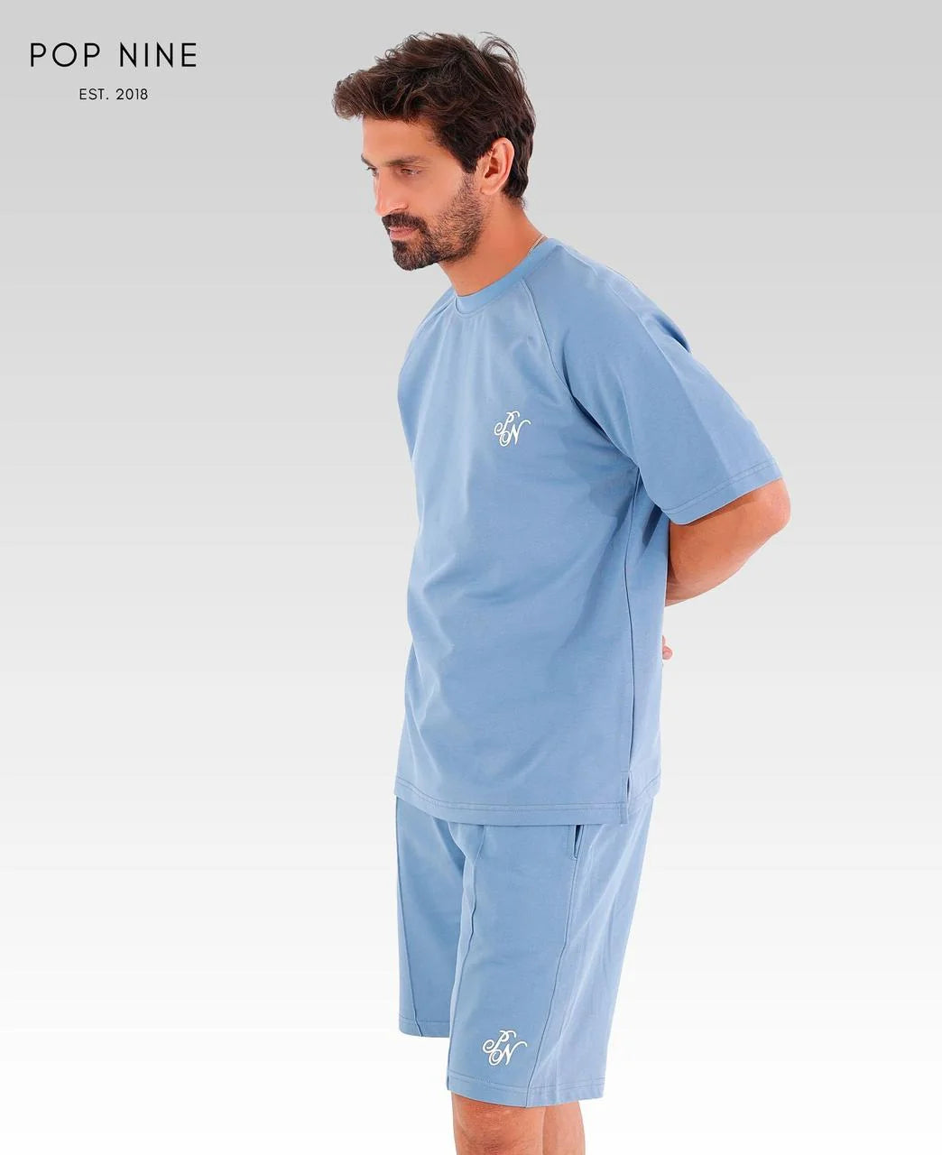 Popnine Suit Tee | Denim Blue | 3